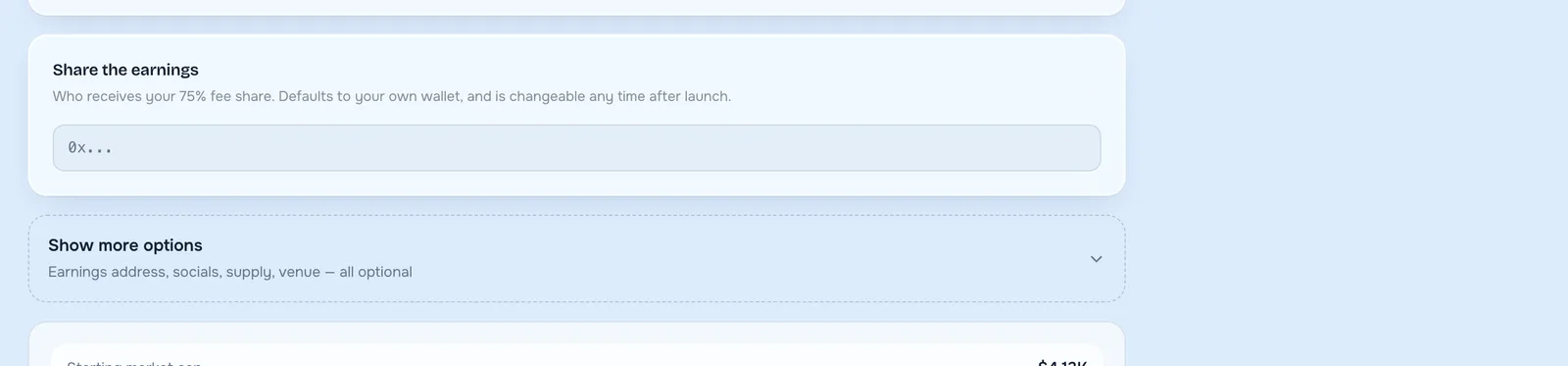 Setting the address that receives your 75% share of trading fees