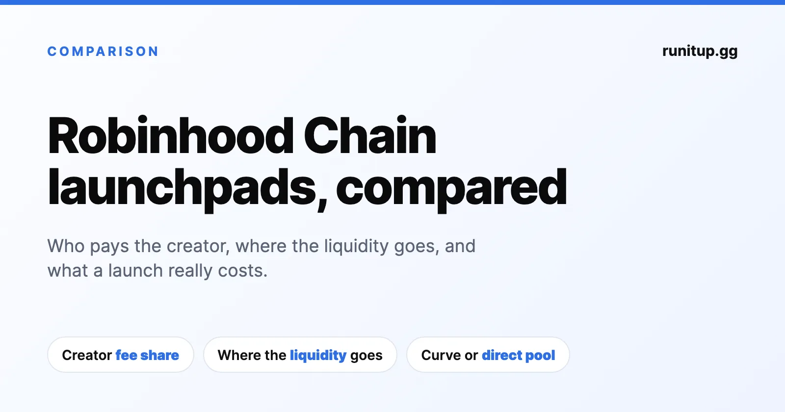 Robinhood Chain launchpad comparison: creator fee share, liquidity and curve or direct pool
